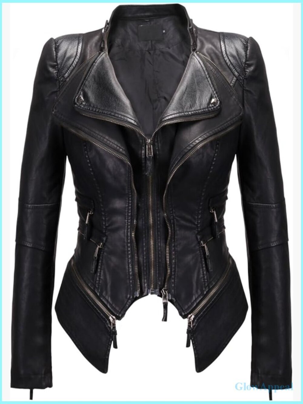 Faux Leather Moto Jacket with Studs, Adjustable Hem, Perfect Fit